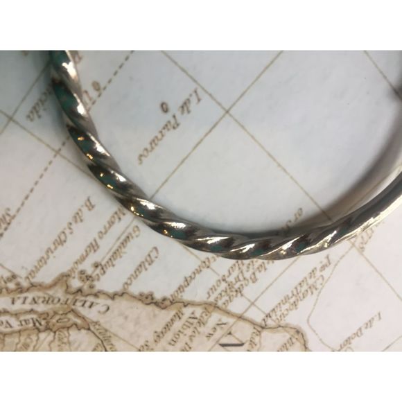 Cobalt Blue & Teal Sea Glass Bangle with Whale Tail - Picture 5 of 6